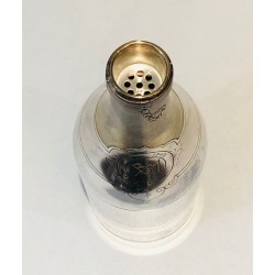 Silver-Plated and Brass Champagne Bottle-Form Cocktail Shaker — French Art Déco, Circa 1930