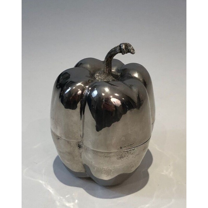 Silver-Plated Bell Pepper Ice Bucket — French Work, Circa 1970