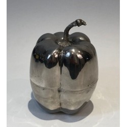 Seau à Glaçons en Forme de Poivron en Métal Argenté — Travail Français, Vers 1970