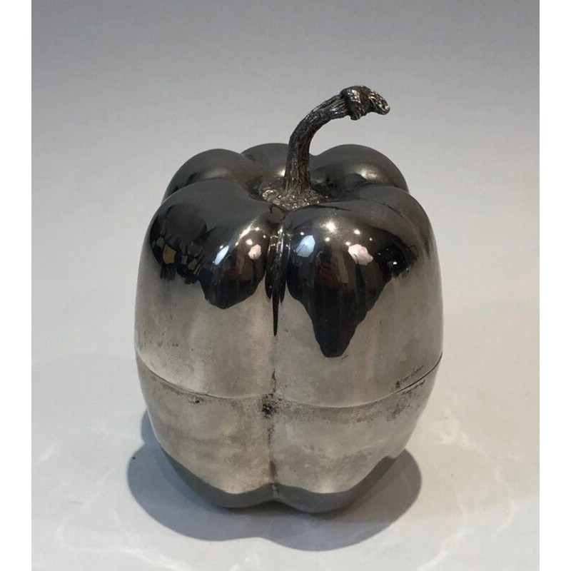Silver-Plated Bell Pepper Ice Bucket — French Work, Circa 1970