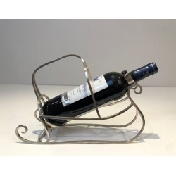 Porte-Bouteille Traineau en Métal Argenté
