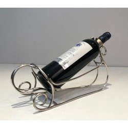 Silver-Plated Sleigh-Form Wine Bottle Cradle — French Silversmith Work, Circa 1930