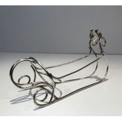 Silver-Plated Sleigh-Form Wine Bottle Cradle — French Silversmith Work, Circa 1930