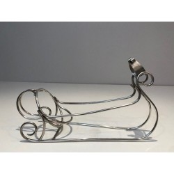 Silver-Plated Sleigh-Form Wine Bottle Cradle — French Silversmith Work, Circa 1930