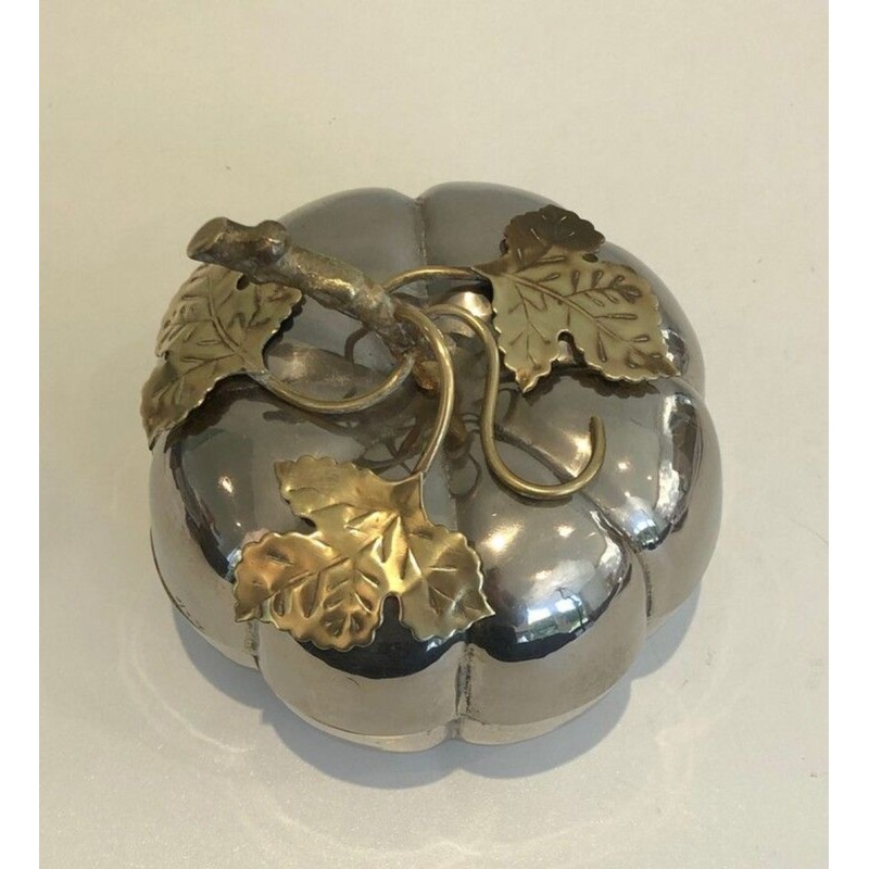 Silver-Plated and Gilt Brass Pumpkin Ice Bucket — Gallia, France, Circa 1970