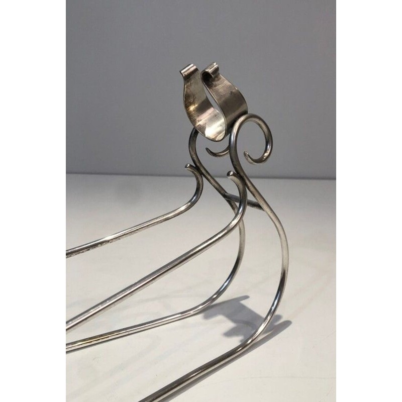 Silver-Plated Sleigh-Form Wine Bottle Cradle — French Silversmith Work, Circa 1930