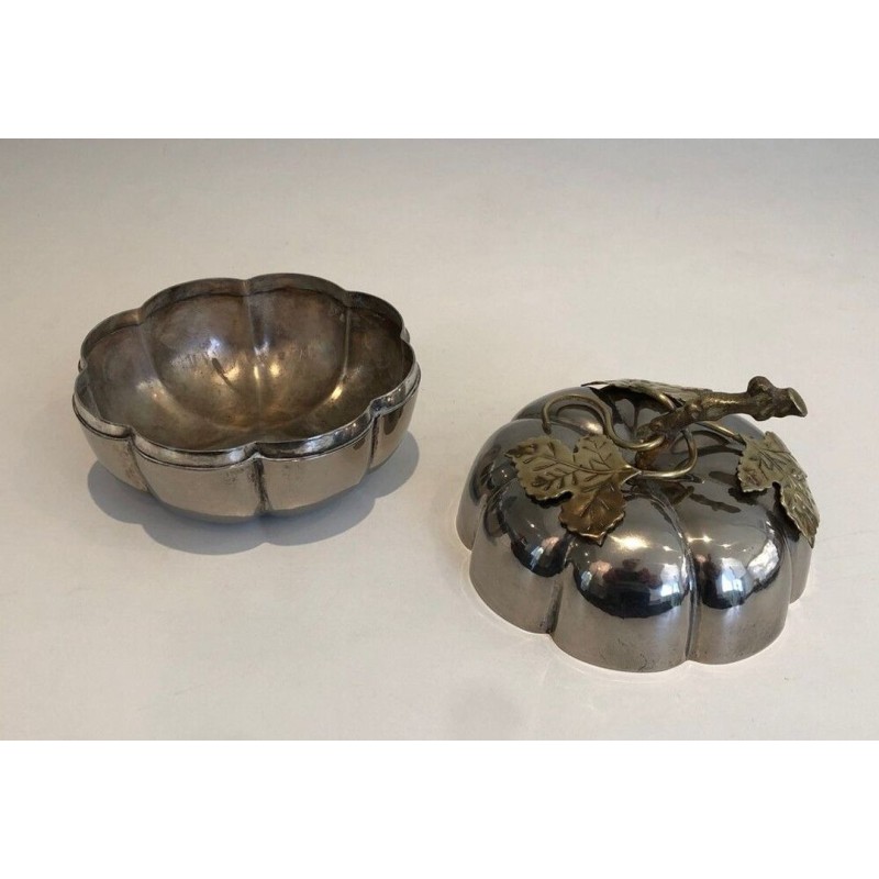 Silver-Plated and Gilt Brass Pumpkin Ice Bucket — Gallia, France, Circa 1970