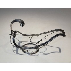 Silver-Plated Gondola-Form Wine Bottle Cradle — French Silversmith Work, Circa 1930