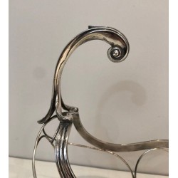 Silver-Plated Gondola-Form Wine Bottle Cradle — French Silversmith Work, Circa 1930