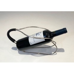 Porte-Bouteille en Métal Argenté et Plastique Noir