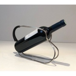 Silver-Plated Wire and Black Plastic Single-Bottle Wine Cradle — French Work, Circa 1970