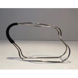 Silver-Plated Wire and Black Plastic Single-Bottle Wine Cradle — French Work, Circa 1970