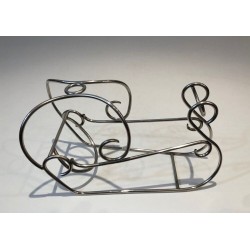 Silver-Plated Wire Wine Bottle Holder with Scrolled Art Deco Motifs — French Work, Circa 1930