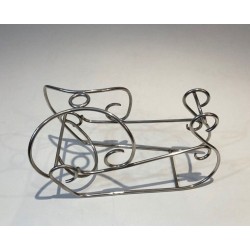 Silver-Plated Wire Wine Bottle Holder with Scrolled Art Deco Motifs — French Work, Circa 1930