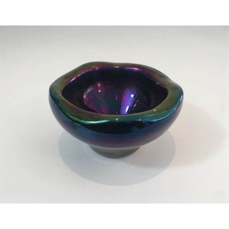 Iridescent Glass Vide-Poche with Organic Undulating Rim — Circa 1950