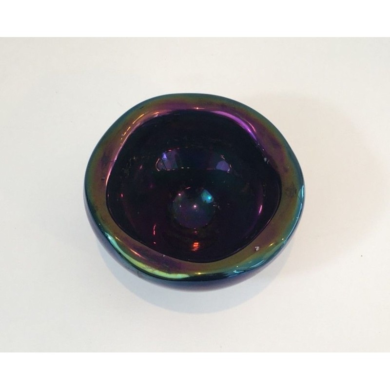Iridescent Glass Vide-Poche with Organic Undulating Rim — Circa 1950