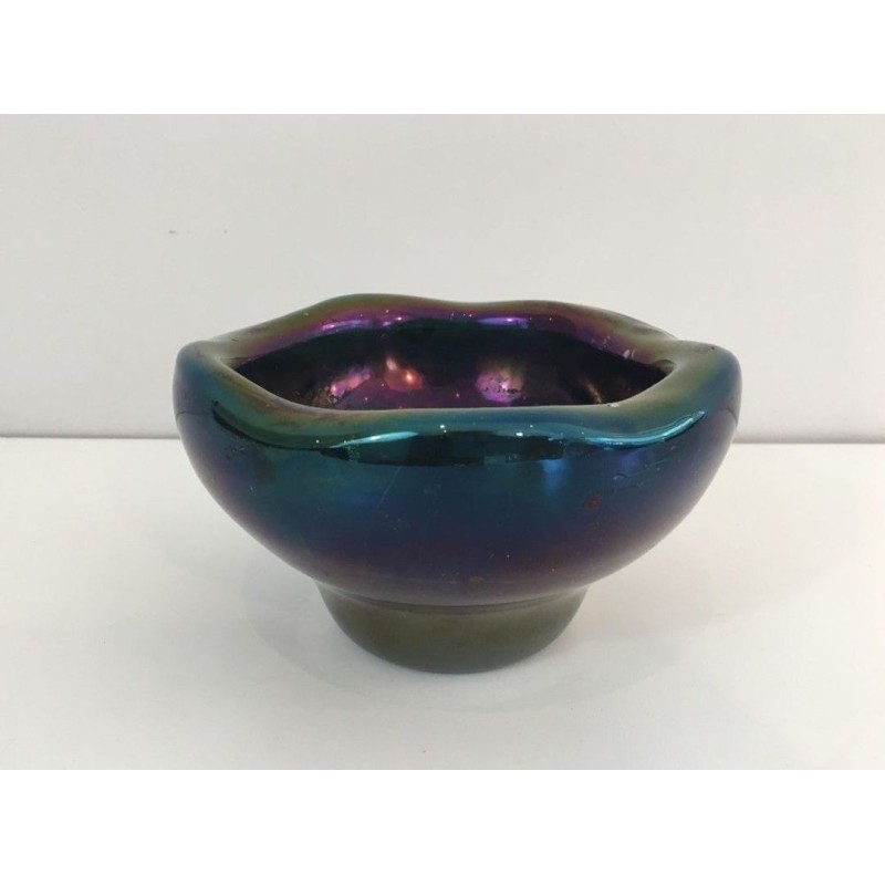 Iridescent Glass Vide-Poche with Organic Undulating Rim — Circa 1950