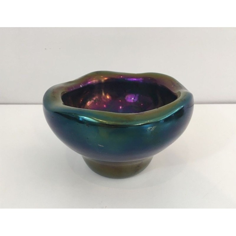 Iridescent Glass Vide-Poche with Organic Undulating Rim — Circa 1950