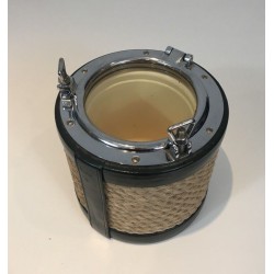 Ice Bucket in Rope, Leather and Chrome — In the Style of Jacques Adnet, Circa 1950