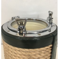 Ice Bucket in Rope, Leather and Chrome — In the Style of Jacques Adnet, Circa 1950