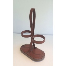 Leather Bottle Holder — Signed Delvaux, Belgian Work, Circa 1970