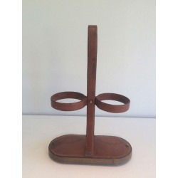 Leather Bottle Holder — Signed Delvaux, Belgian Work, Circa 1970