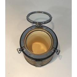 Ice Bucket in Rope, Leather and Chrome — In the Style of Jacques Adnet, Circa 1950