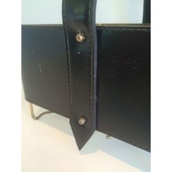 Four-Bottle Carrier in Leather and Gilt Metal with Brass Feet — French Work, Circa 1950