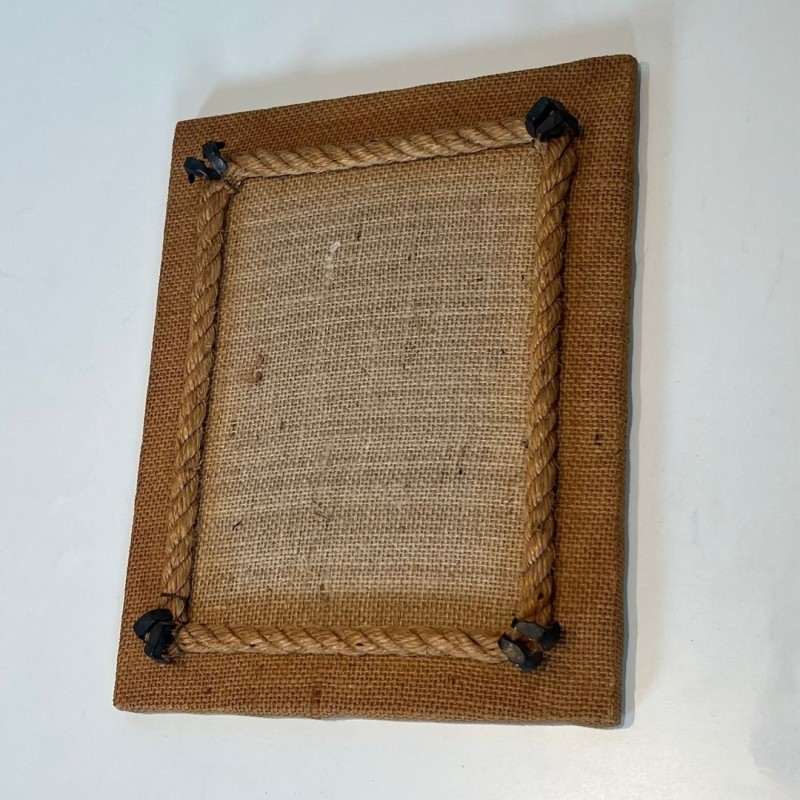 Photo Frame in Rope and Woven Canvas by Audoux-Minet — French Work, Circa 1950