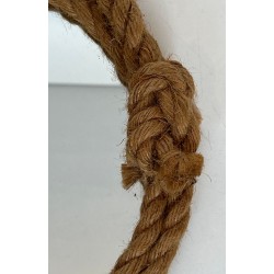 Round Rope Wall Mirror with Hanging Loop — In the Style of Audoux-Minet, Circa 1970