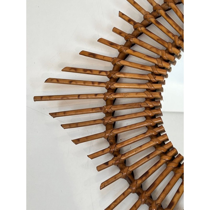 Star-Shaped Rattan Wall Mirror — French Work, Circa 1970