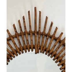 Star-Shaped Rattan Wall Mirror — French Work, Circa 1970