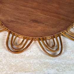 Flower-Shaped Looped Rattan Wall Mirror — French Work, Circa 1970