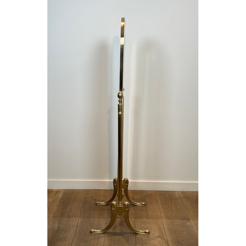 Pair of Neoclassical Style Full-Length Brass Psyché Mirrors — French Work, Circa 1970