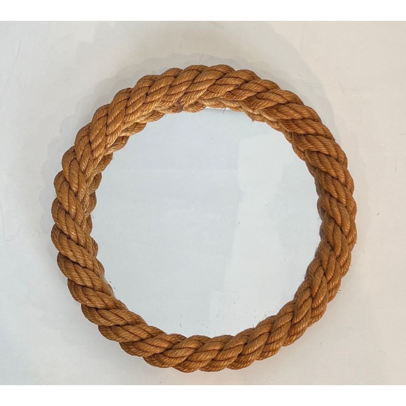 Round Braided Rope Mirror by Audoux-Minet — French Work, Circa 1970