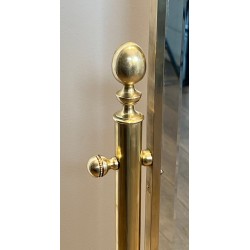 Pair of Neoclassical Style Full-Length Brass Psyché Mirrors — French Work, Circa 1970