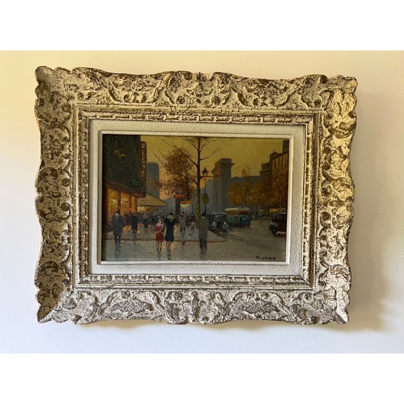 Oil on Canvas, Parisian Boulevard Scene, Signed Audry — French Work, Circa 1930