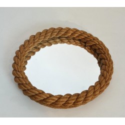 Round Braided Rope Mirror by Audoux-Minet — French Work, Circa 1970