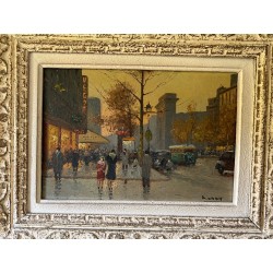 Oil on Canvas, Parisian Boulevard Scene, Signed Audry — French Work, Circa 1930