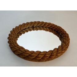 Round Braided Rope Mirror by Audoux-Minet — French Work, Circa 1970
