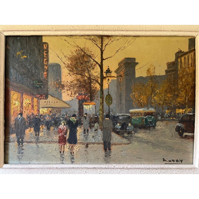 Oil on Canvas, Parisian Boulevard Scene, Signed Audry — French Work, Circa 1930