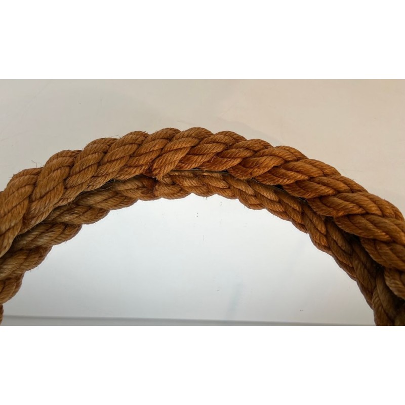 Round Braided Rope Mirror by Audoux-Minet — French Work, Circa 1970