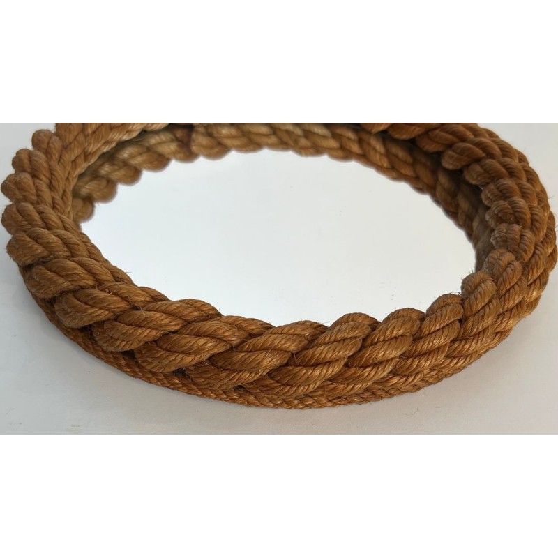 Round Braided Rope Mirror by Audoux-Minet — French Work, Circa 1970