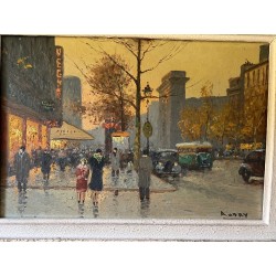 Oil on Canvas, Parisian Boulevard Scene, Signed Audry — French Work, Circa 1930