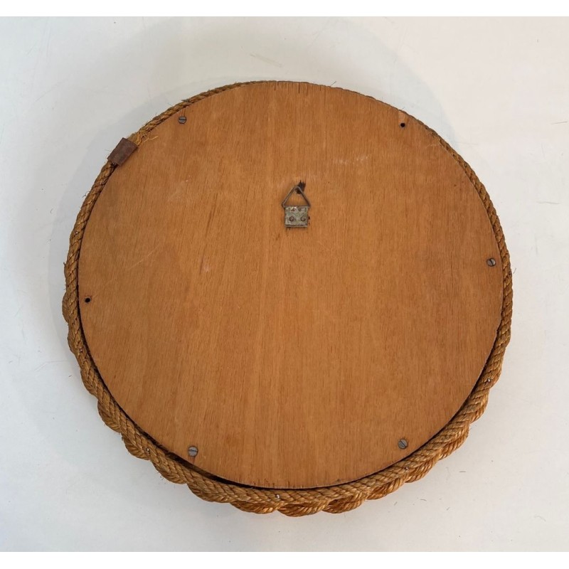 Round Braided Rope Mirror by Audoux-Minet — French Work, Circa 1970