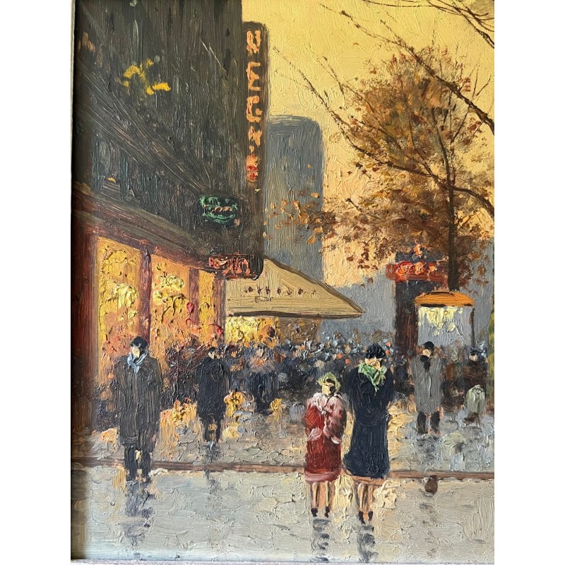 Oil on Canvas, Parisian Boulevard Scene, Signed Audry — French Work, Circa 1930