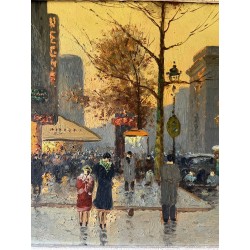 Oil on Canvas, Parisian Boulevard Scene, Signed Audry — French Work, Circa 1930