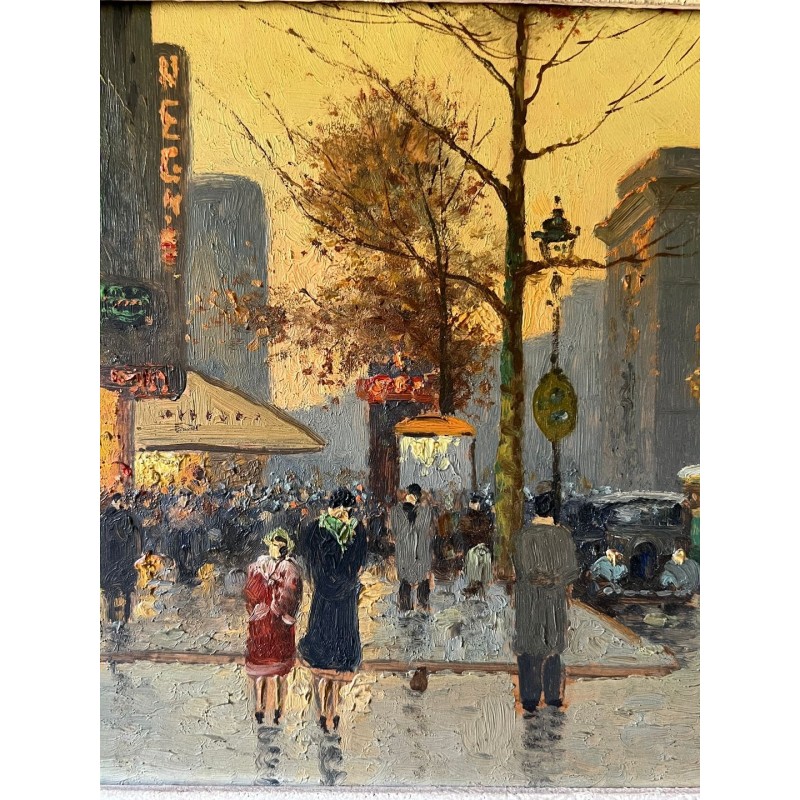 Oil on Canvas, Parisian Boulevard Scene, Signed Audry — French Work, Circa 1930