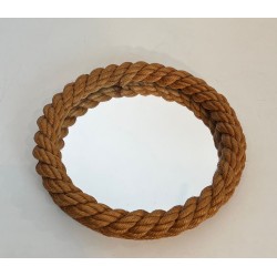 Miroir Rond en Corde Tressée d'Audoux-Minet — Travail Français, Vers 1970