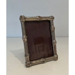 Small Silvered Bronze Bamboo Picture Frame by Maison Baguès — French Work, Circa 1940